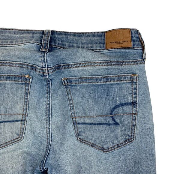 American Eagle Women's Super Stretch Light Wash Distressed Denim Jeans - Picture 8 of 13